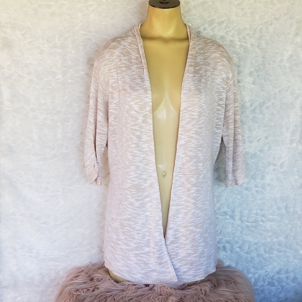 A.N.A Tan & White Open Front Cardigan Size XL